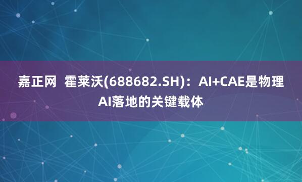 嘉正网  霍莱沃(688682.SH)：AI+CAE是物理AI落地的关键载体