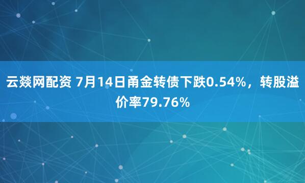 云燚网配资 7月14日甬金转债下跌0.54%，转股溢价率79.76%